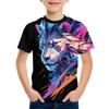 Boys Kids Clothes Print Fierce Lion Graphic T Shirts Summer Outdoor Crew Neck Short Sleeves Casual Outdoor Clothes for Children