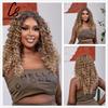 CharmSource Curly Long Dark Ombre Brown Lace Front Synthetic Wigs Lace Wig for Black Women Natural High Density Daily Use