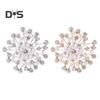 Women Brooch Snowflake Shape Rhinestone Faux Pearl Decor Anti-slip Wear-resistant Suit Coat Collar Hat Scarf Decoration Clothes Pin Prom Party