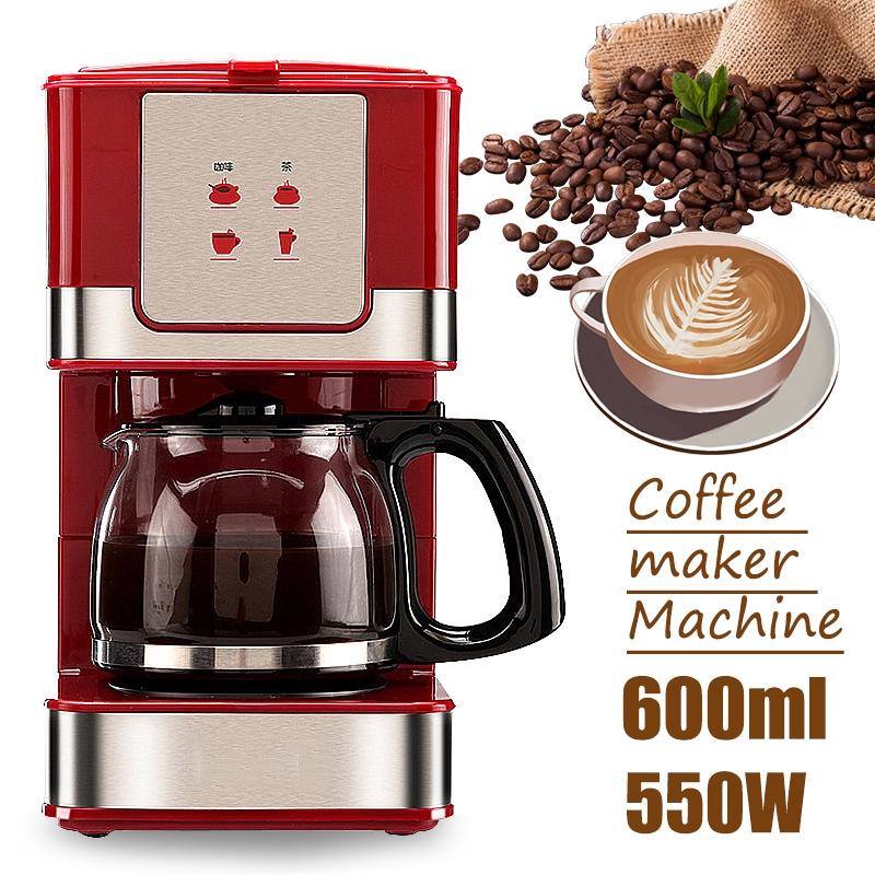 600ML 6 Cups Coffee Tea Machines Household Office American Style Drip Tea/Coffee Making Machine Coffee Machine 550W