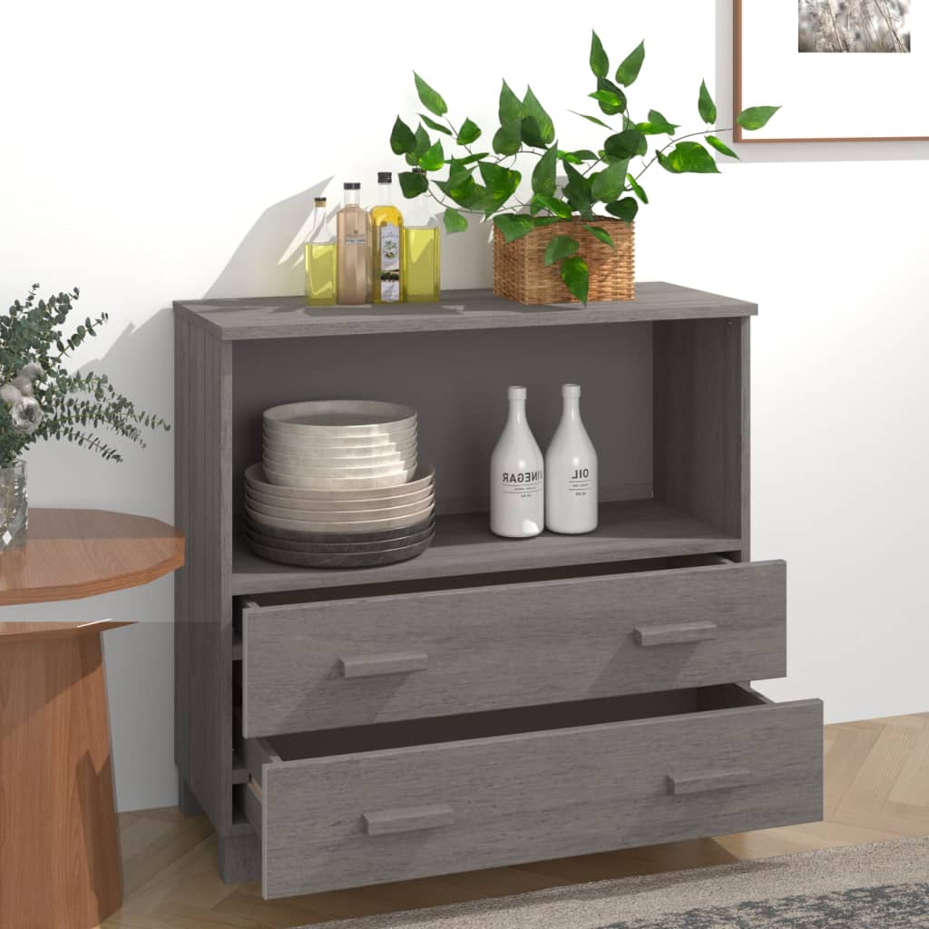 vidaXL Sideboard HAMAR Hellgrau 85x35x80 cm Massivholz Kiefer