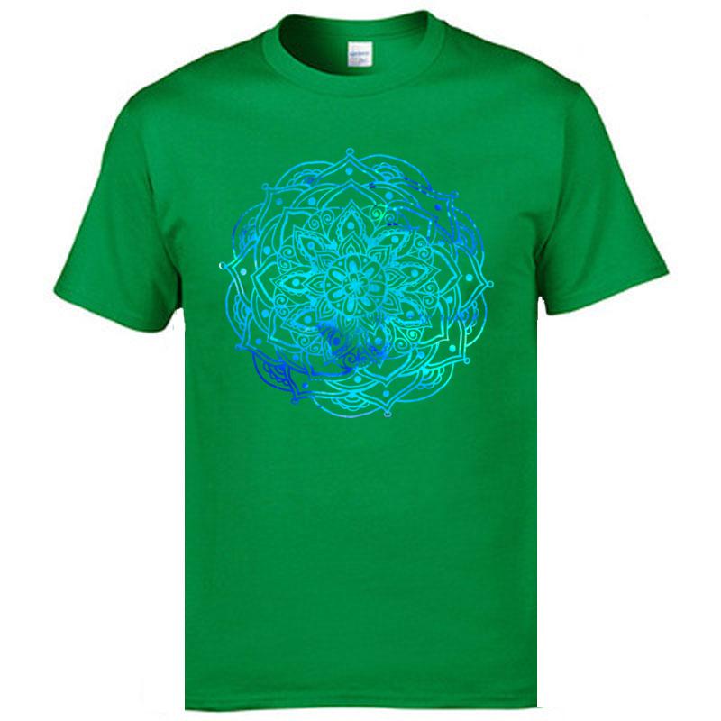 Классический узор мандалы Мужские футболки Высокое качество Короткий рукав Повседневные Приталенные топы Футболка Цветочный принт Будда ОМ Футболки