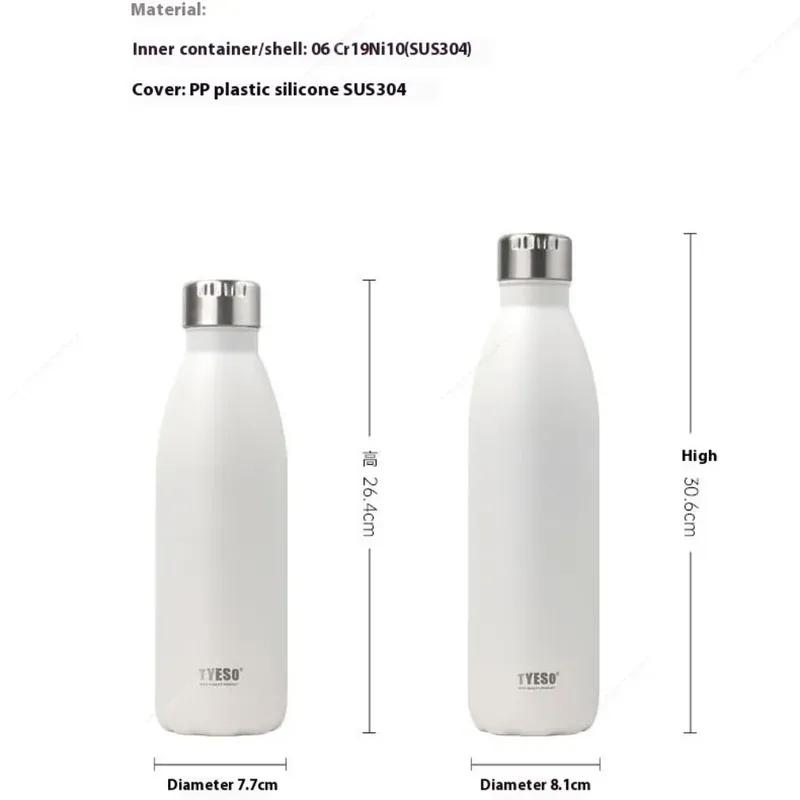 750/1000ML Tyeso Stainless Steel Cola Bottle Sports Kettle Keep Cold Thermal Cups Vacuum Tumbler Mug Bike Bottle Vacuum Cup