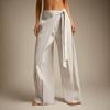 Women's Wrap Tie Wide Leg Pants Solid Color Casual Loose Fit Trousers