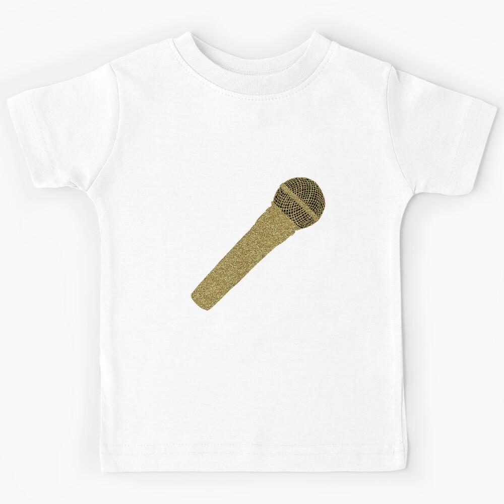 Gold glitter Microphone | Singing | Gifts for Music lovers | Karaoke Kids T-Shirt