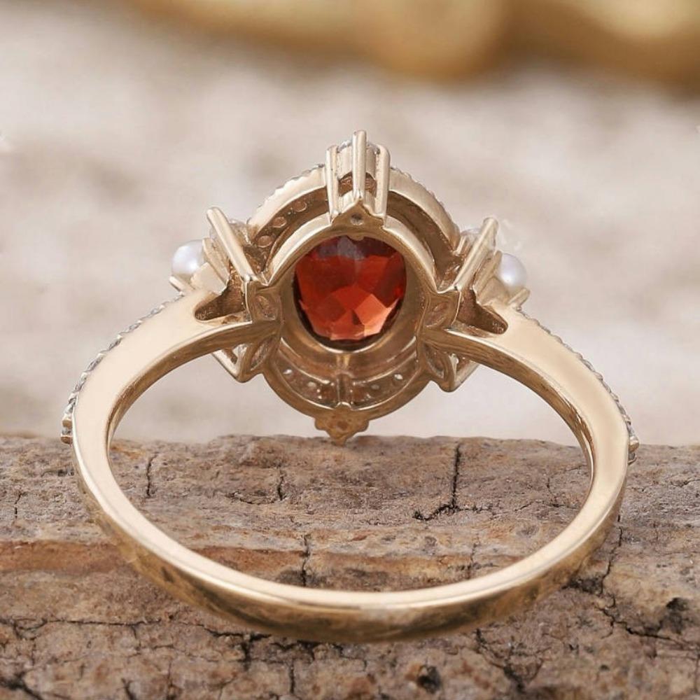 Роскошное кольцо Ins из свежего и сладкого гранатово-красного циркона с жемчугом, женское бриллиантовое украшение, новое женское кольцо