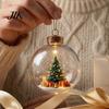 Christmas Party Hanging Trinkets 3D Faux Crystal Ball Ornaments with Warm LED Luminous Holiday Decorations Lights, Tree Pendant for Home Decor
