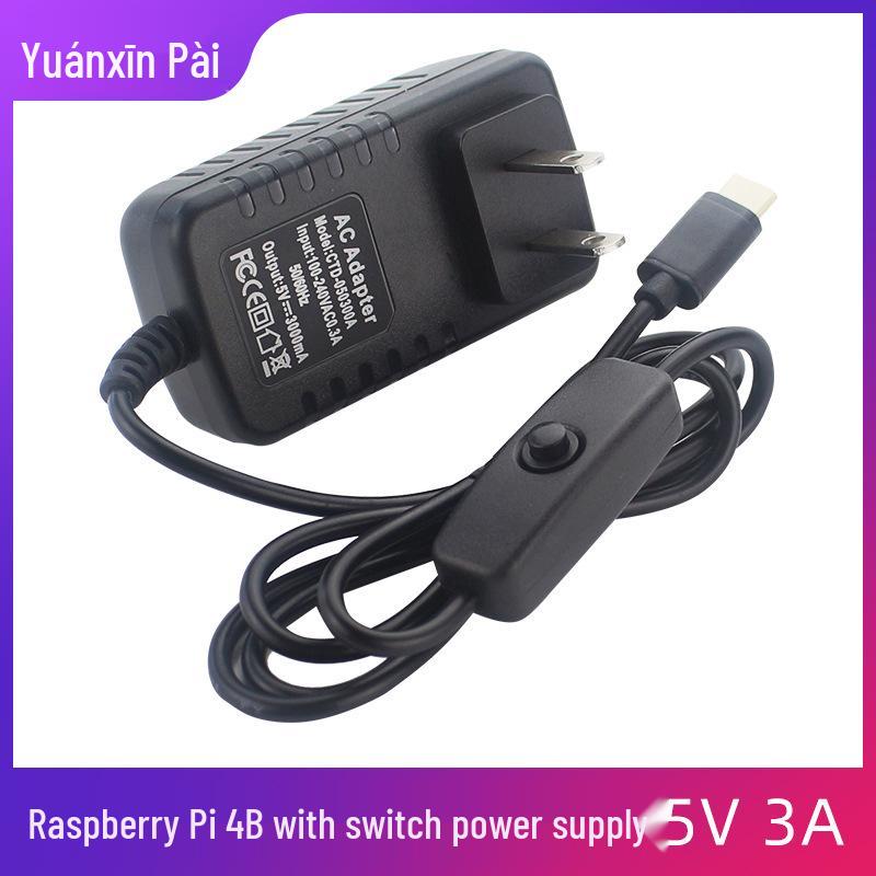 Универсальный блок питания для Raspberry Pi 4B 5V 3A с переключателем, шнур 1м