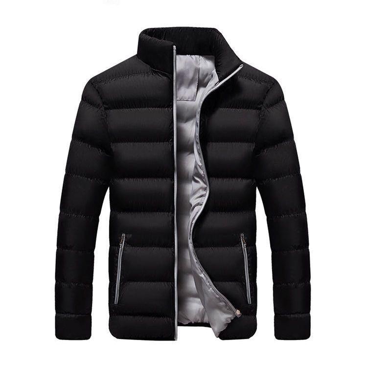 Brand Men's Thick Warm Down Cotton Jacket - Autumn/Winter Casual Stand Collar, Slim Fit.