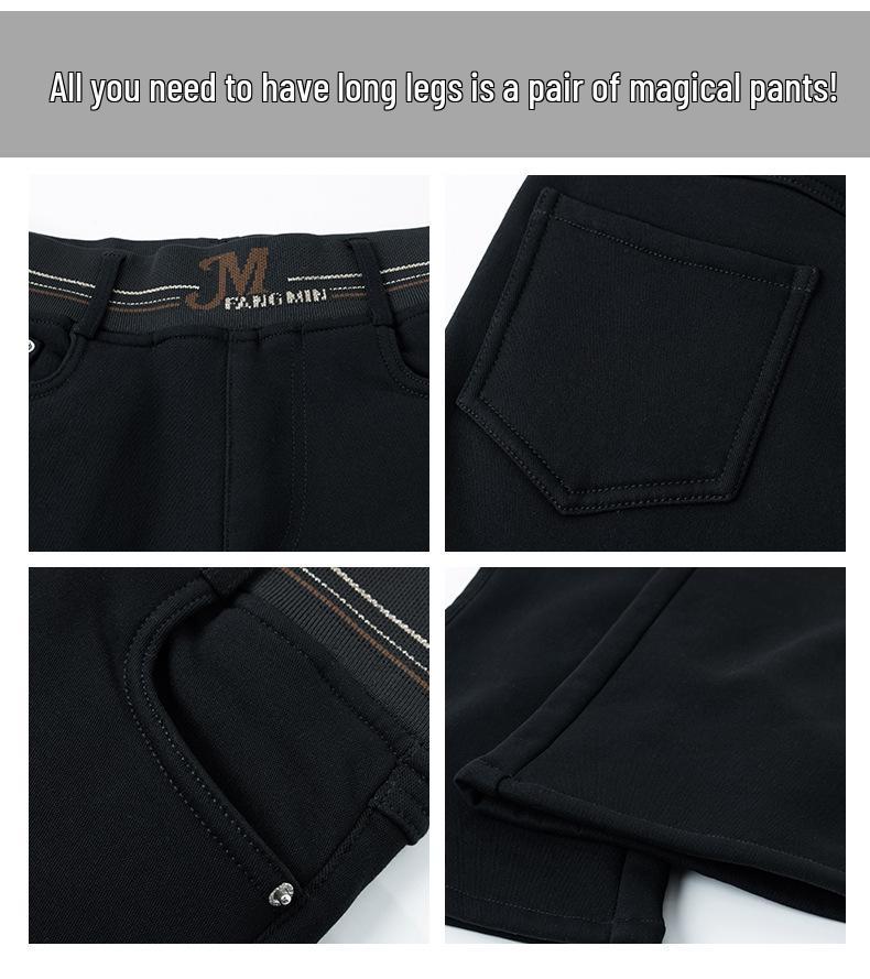 High-Waisted Fleece-Lined Women's Flared Denim Pants, Slim Fit with Elastic Waistband, Warm and Comfortable