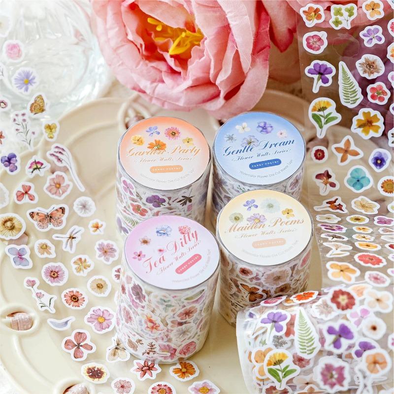 4Style 1Roll/pack Акварельная цветочная высеченная лента для слива отходов для украшения конверта чехла для телефона своими руками