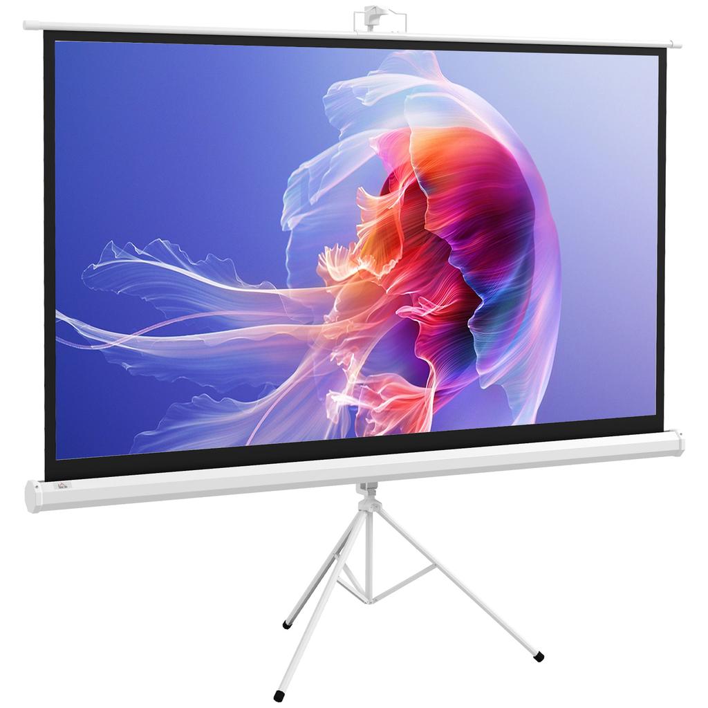 Projector Screen with Stand 186 x 105 cm 84 Inch 16:9 HD 4K Roll-Up Screen