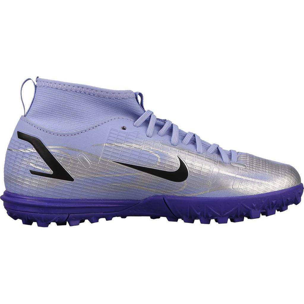 Nike Kylian Mbappé x Mercurial Superfly 8 Academy TF GS Soccer Cleats Light Thistle Indigo Burst Bright Crimson Metallic Silver DB0935-506