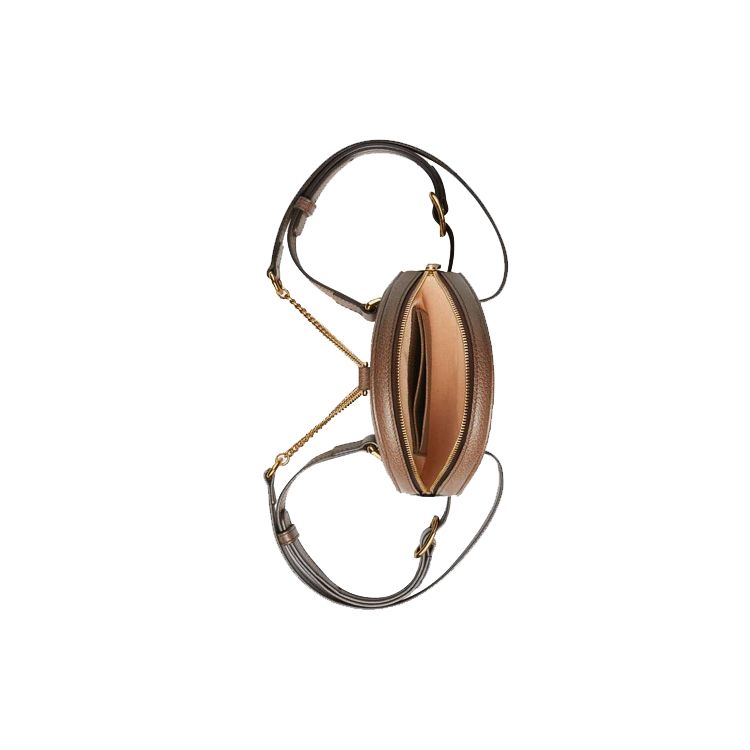 Gucci Ophidia Полоска с логотипом Канва и кожа Круглая сумка Рюкзак Мини Женский рюкзак Эбеновый Коричневый 598661-96IWG-8745