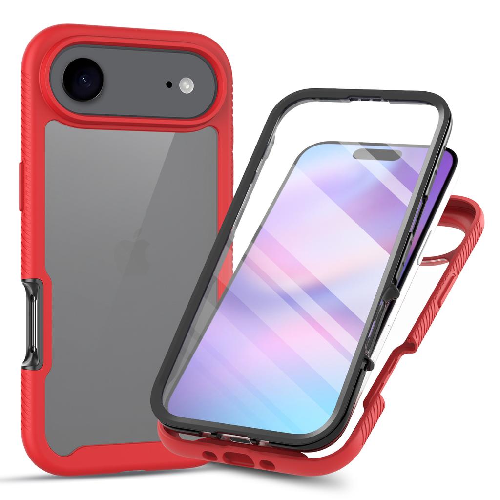 Прозрачный чехол для iPhone 17 Air PC+TPU Задняя крышка телефона с ПЭТ защитной пленкой для экрана