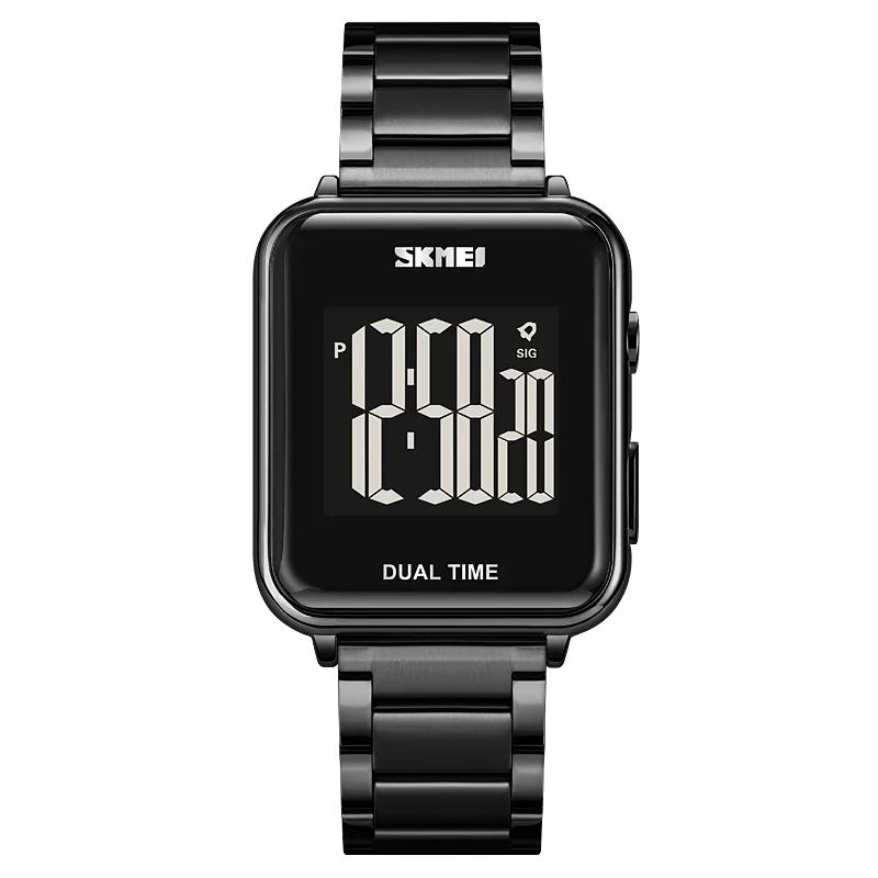 Skmei Mens Waterproof Chronograph Wristwatch Stainless Steel Strap Electronic Clock Back Light Calendar Digital Watch 1852