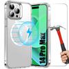 Case - E.F.CONNECTION - for iPhone 14 Pro Max - Magnetic Ring - Transparent - 2 Tempered Glasses