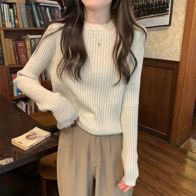 Женский вязаный свитер с открытыми плечами, мягкий и восковой на ощупь, осенне-зимний стиль, приталенный, тонкий, внутренний топ с длинными рукавами