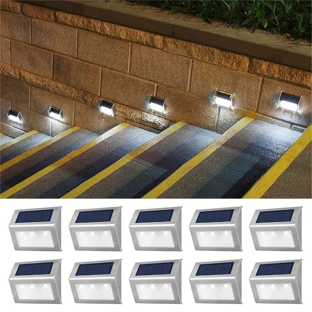 Solar Step Lights Solar Fence Lights Outdoor LED Stainless Steel Wall Lamps Deck Lights For Stair Fence Step Walkway Patio
