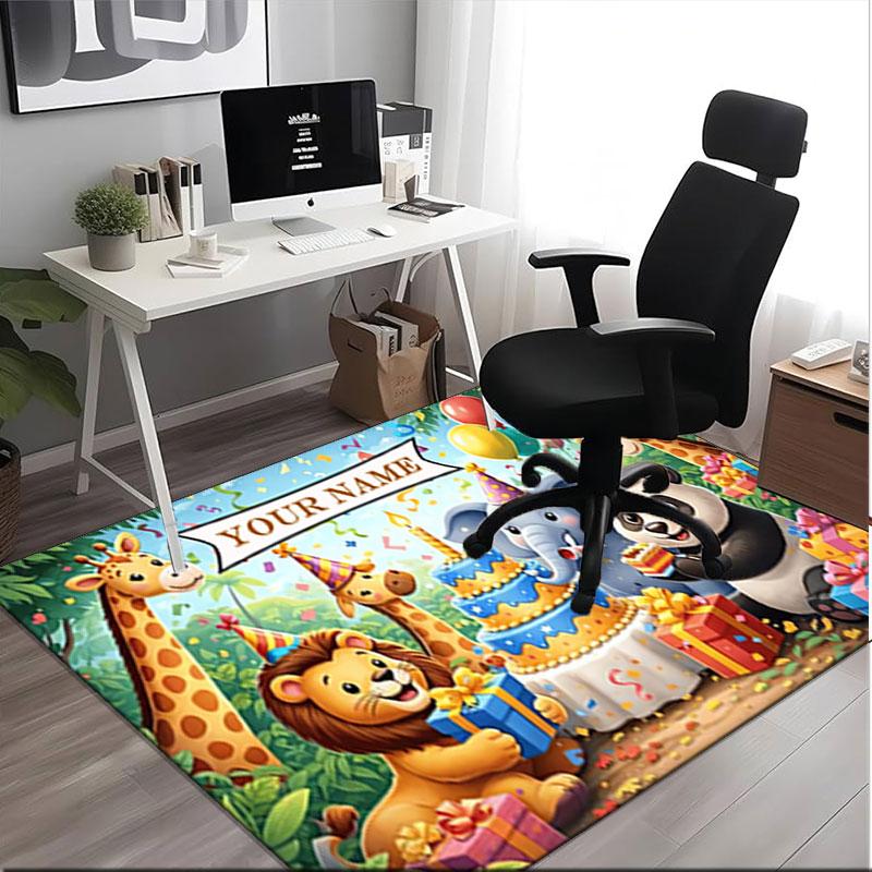 1PC Custom Name Birthday Party Celebration Theme Floor Mat Ideal for Living Room, Game Rooms, Office, Bedroom,Floor Mat Playful Design