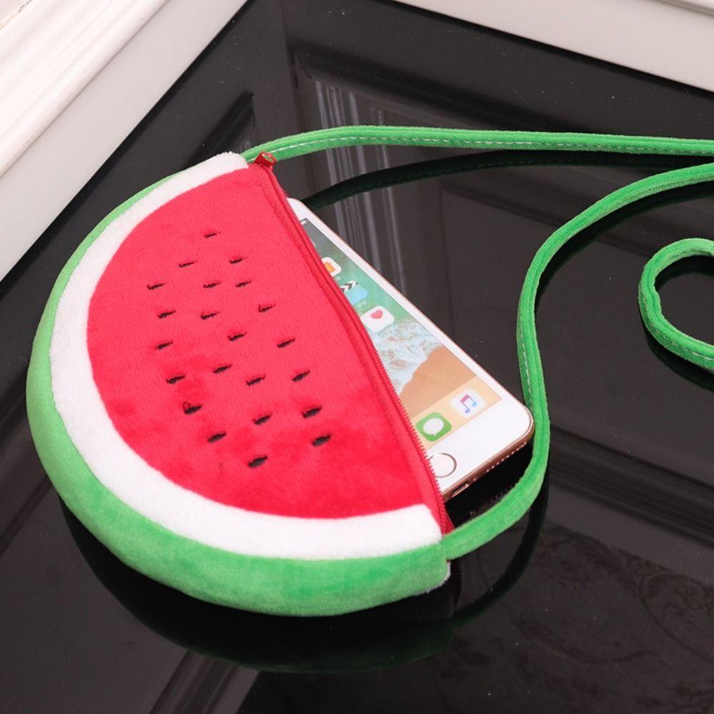 Fruit Watermelon Crossbody bag Adjustable Cartoon Tote Bag Plush Watermelon Bag  Birthday Gifts