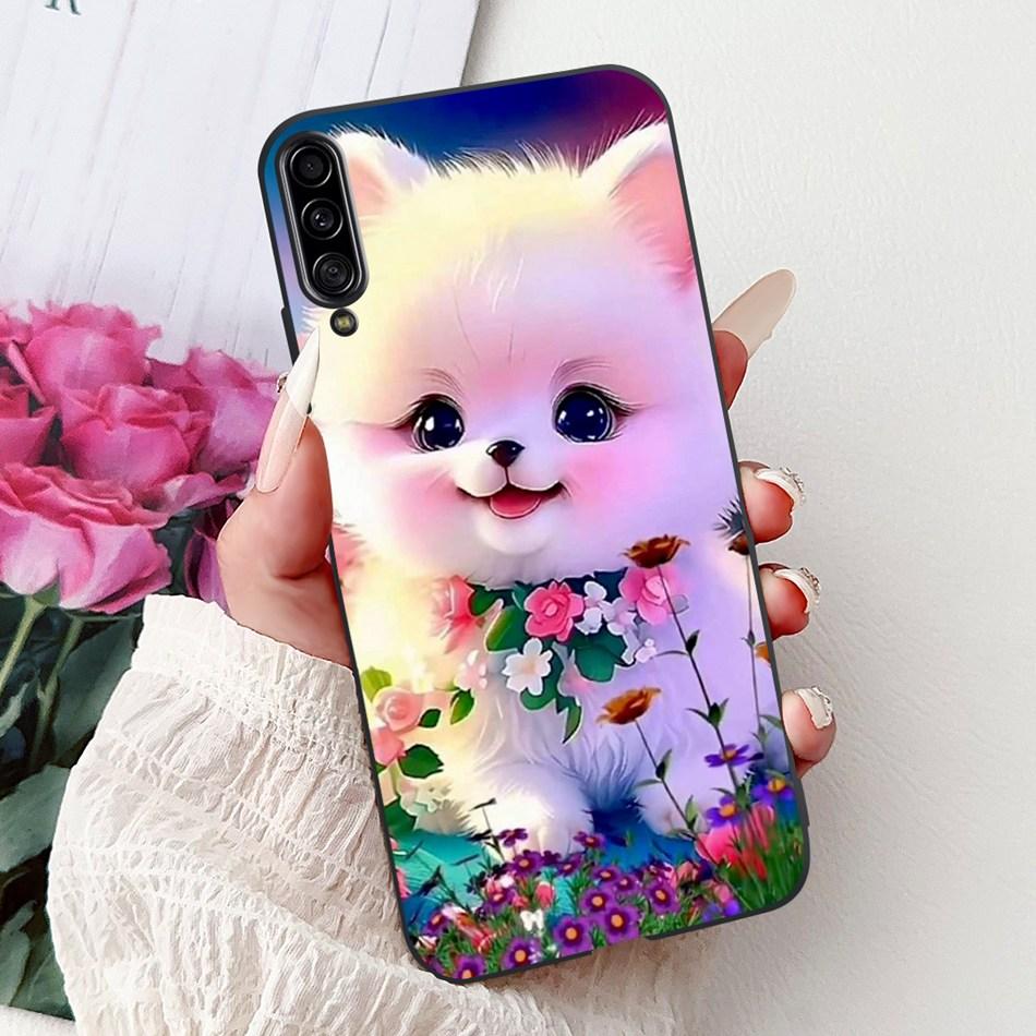 Чехол для телефона Samsung Galaxy A90 5G Чехол для Samsung A90 5G SM-A908B Элегантный Цветочный Кот Раскрашенный Черный Силиконовый Мягкий ТПУ Чехлы