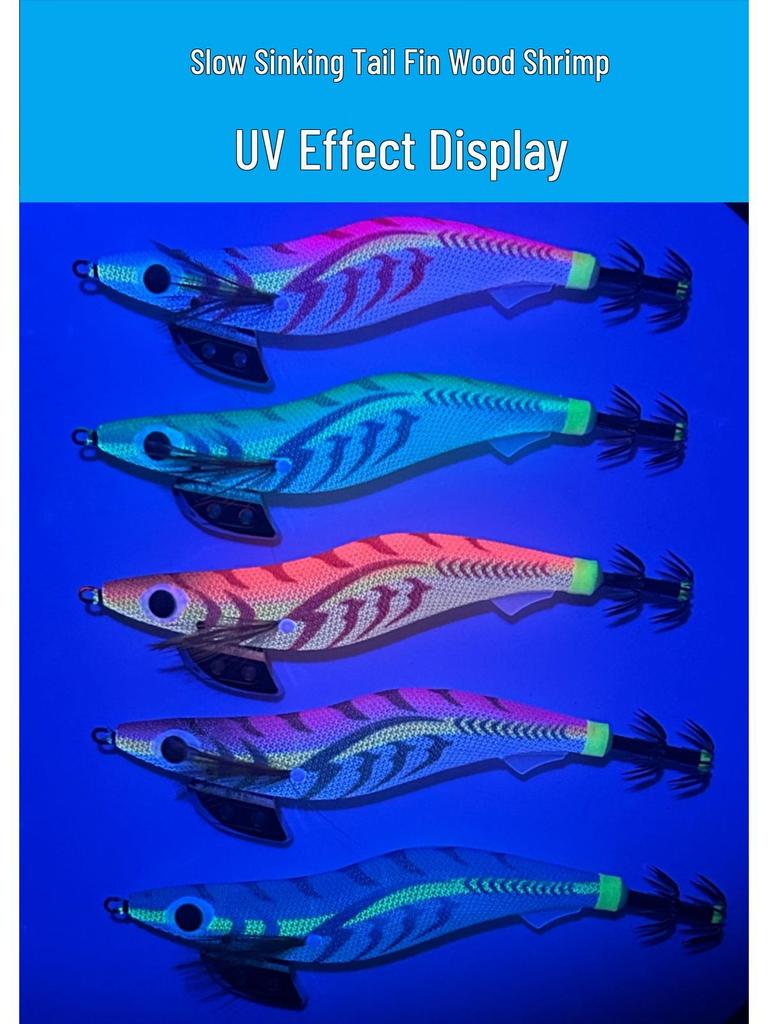 3.5# Светящаяся Радужная Креветка Медленно Тонущая Приманка с Погремушкой и УФ-Приманкой для Морской Рыбалки