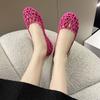 Мода 2025 новые пляжные сандалии для женской летней моды полые плоский носок противоскользящая мягкая подошва дышащий желе пластик балетки