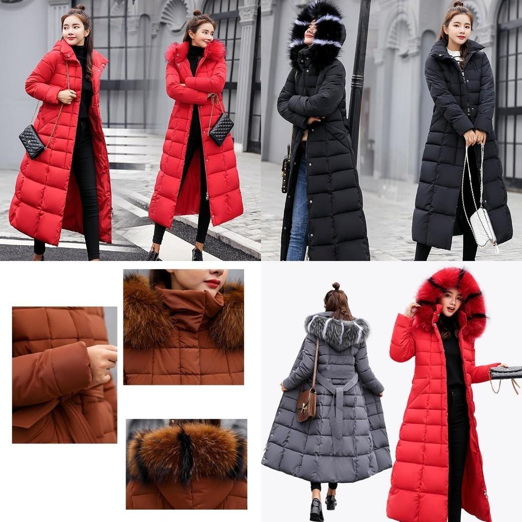 Women's Down Jacket Winter Hooded Long Fur Collar Thicken Coat Parka Warm Outwear