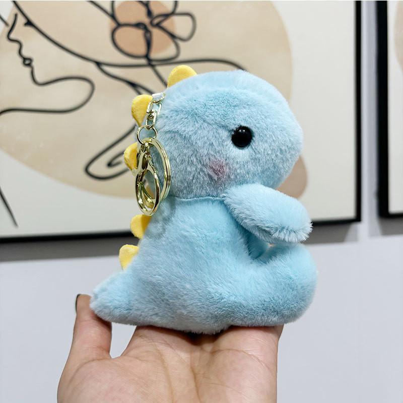 Cute Cartoon Dinosaur Plush Key Holder Fluffy Stuffed Animal Keyring Pendant