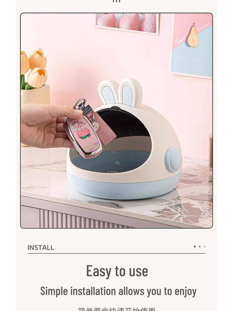 Цветная коробка для хранения в виде кроличьих ушек - Милая пыленепроницаемая откидная крышка для игрушек, закусок и мелочей.