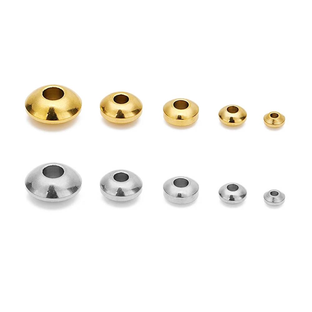 20pcs/lot 3mm 4mm 5mm 6mm 8mm Stainless Steel Round Flat Rondelle Spacer Beads DIY Charms Beads for Jewelry Making Findings