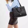 COACH Maggie 36 Iconic Brand Logo Leather Tote Bag Shopping Bag Shoulder Handbag Large Women's Black