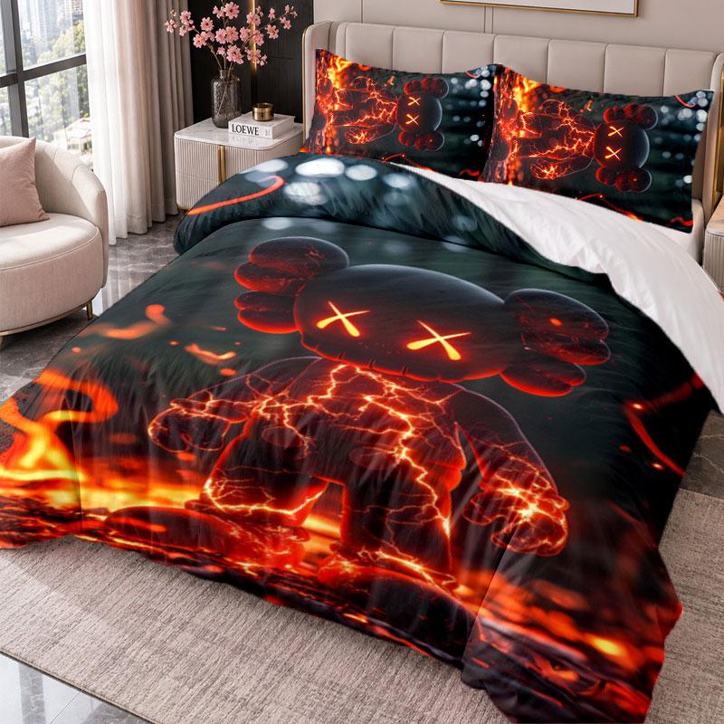 Kaws 3Pcs Bedding Set Duvet Cover With Two Pillowcases For Bedroom Home Decoration