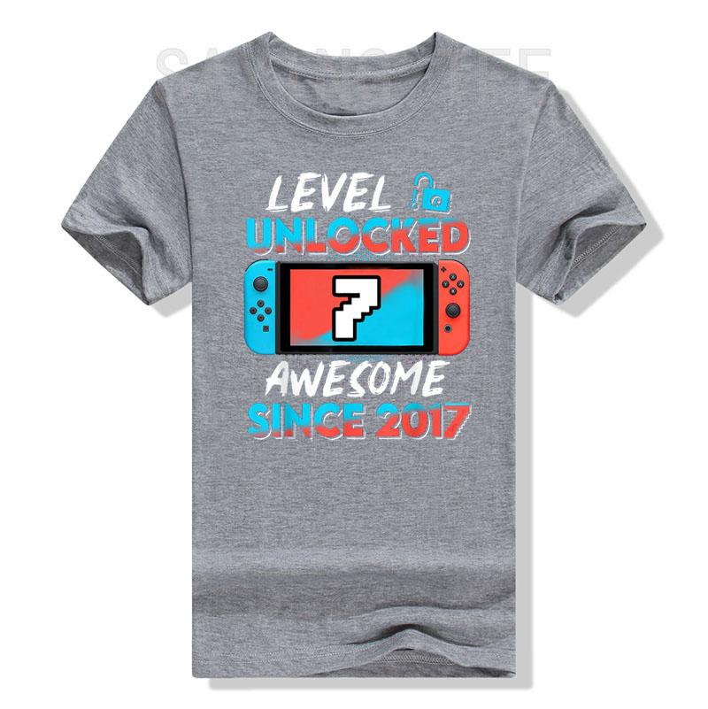 Level 7 Unlocked Awesome Since 2017 7th Birthday Gaming TShirt Gamer 7 Year Old Birthday Gift Video Game Lovers Tee Fashion Top