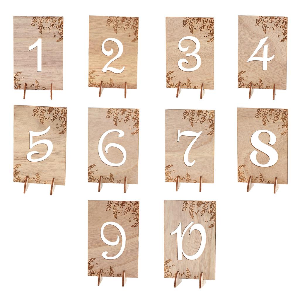 10Pcs 1-10 Numbers Wood Signs Wedding Table Number Wooden Table Numbers Birthday Party Engagement Seat Numbers Sign Gift
