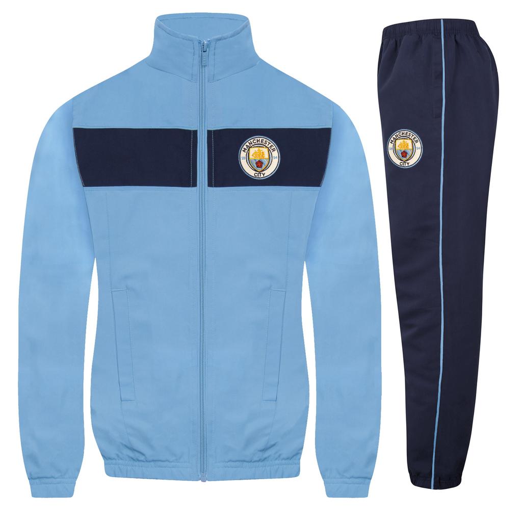 Manchester City FC Boys Contrast Striped Tracksuit