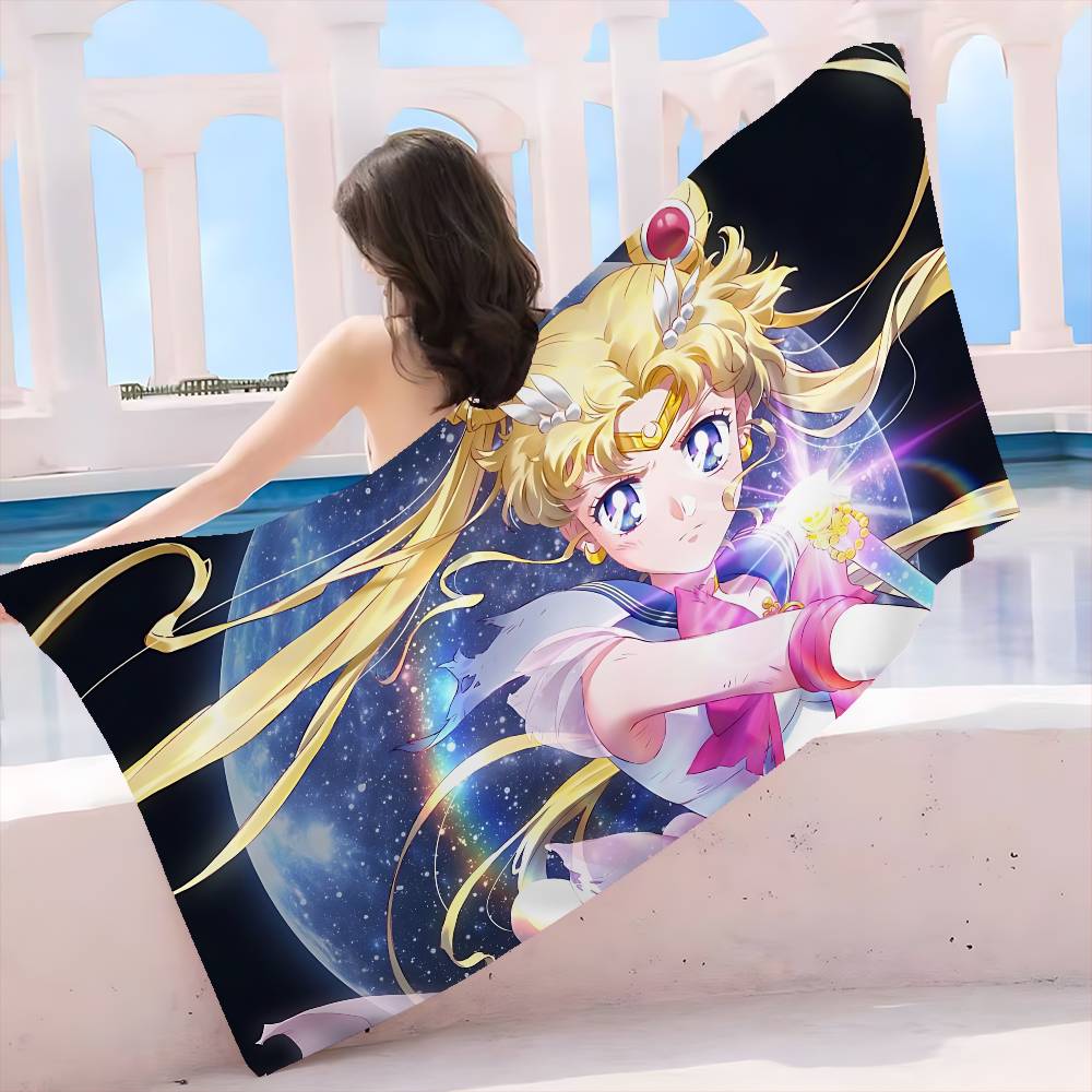 Magical Girl Anime S-Sailor M-Moon Big Microfiber Beach Towels Quick Dry Towel Sand Beach Towels Pool Towel for Travel Swim