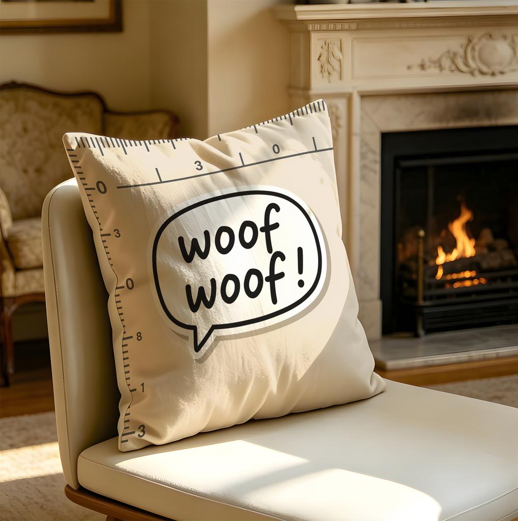 18X18Inch Cute Woof Woof Slogan Print Throw Pillow, Soft Accent Cushion With Pillow Core, Perfect For Sofa, Car And Office