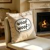 18X18Inch Cute Woof Woof Slogan Print Throw Pillow, Soft Accent Cushion With Pillow Core, Perfect For Sofa, Car And Office