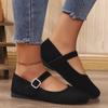 Autumn Women Flat Mary Janes Shoes Round Toe Ballet Flats for Female Buckle Strap Shoes Ladies Shallow Mouthed Black Single Shoe
