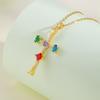 Color Zircon Cross Necklace Women'S High Sense Personality Versatile Inlaid Pendant Collarbone Chain