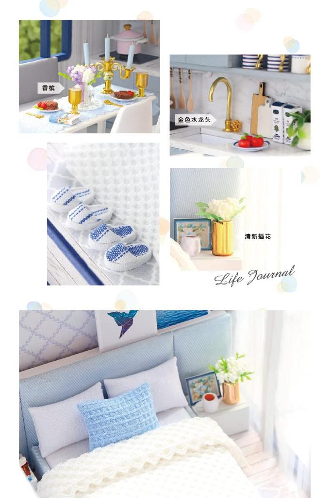 DIY Wooden Dollhouse Handmade Kit Set Miniature Collection Music Box Present Housewarming Gift with LED Light