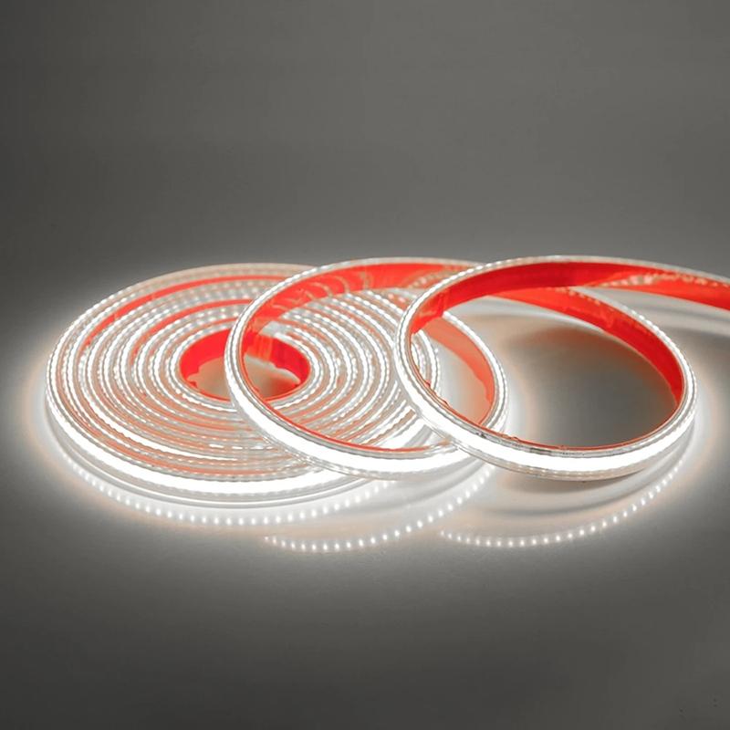 Светодиодная лента COB 220 В с клейкой основой, вилкой питания ЕС, RA 90, высокой плотности, водонепроницаемая IP65, гибкая светодиодная лента