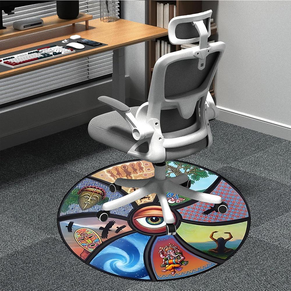 1pc Wheel Print Chair Carpet for Office, , Non-slip carpet, Very suitable for offices, farmhouses,Outdoor carpet yy251120052