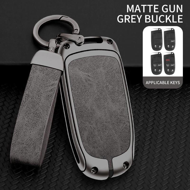 Металлический кожаный чехол для ключей от машины, брелок для Jeep Renegade Compass Grand Cherokee для Chrysler 300C Wrangler Dodge, автомобильные аксессуары