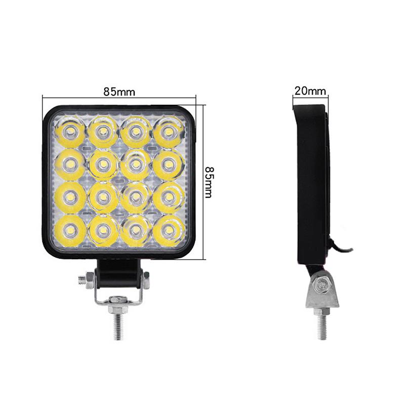 Автомобильный светодиодный рабочий фонарь Mini 16Smd круглый квадратный рабочий фонарь 12 В автоматический противотуманный фонарь для бездорожья для внедорожника Atv фара