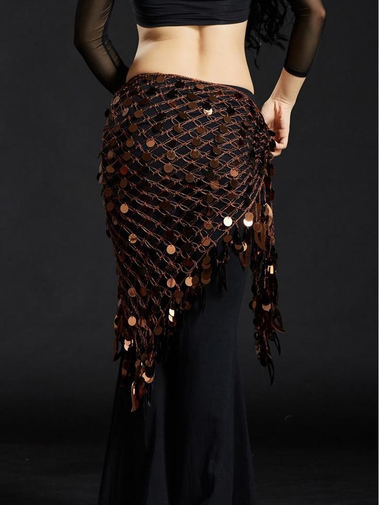 Mermaid Hip Scarf & Waist Chain Belly Dance Costume with Cymbals Triangle Shawl