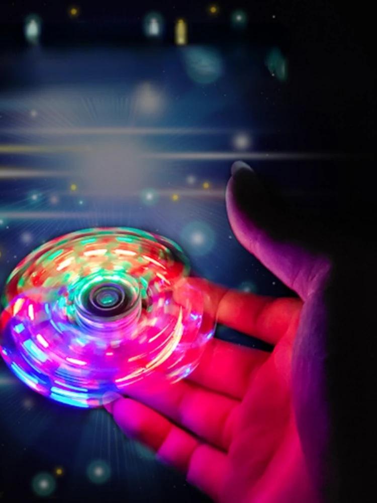 Ручной Гироскоп Кристальный Светодиодный Свет Fidget Spinner Ночник EDC Игрушка для Снятия Стресса Гироскоп на Питании