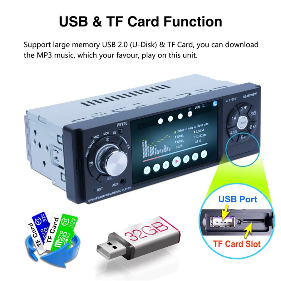 4.1" 1DIN 1080P HD Автомобильный Встраиваемый Цифровой MP5 Стерео Аудио MP3 Плеер FM Радио Синий